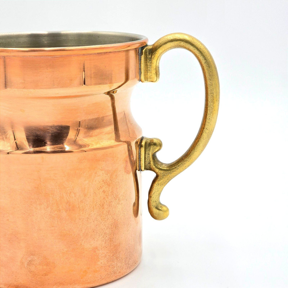 Vintage Copper Tankard Mug Brass Handle Lined Interior Rustic Barware