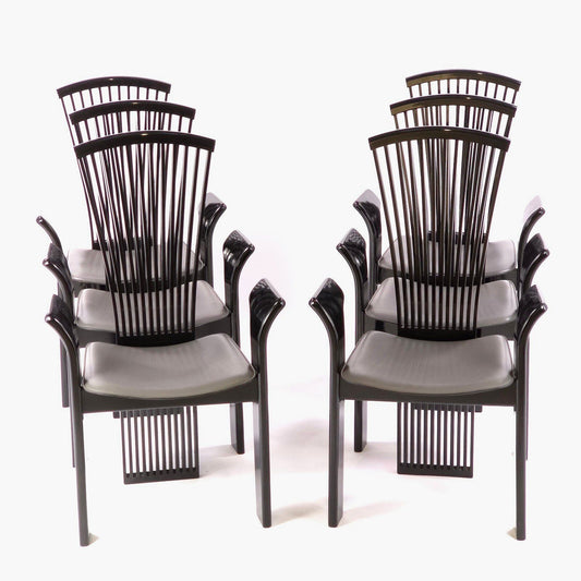 Postmodern "Pietro Constantini" for Ello Furniture Set of 6 Dining-Arm Chairs