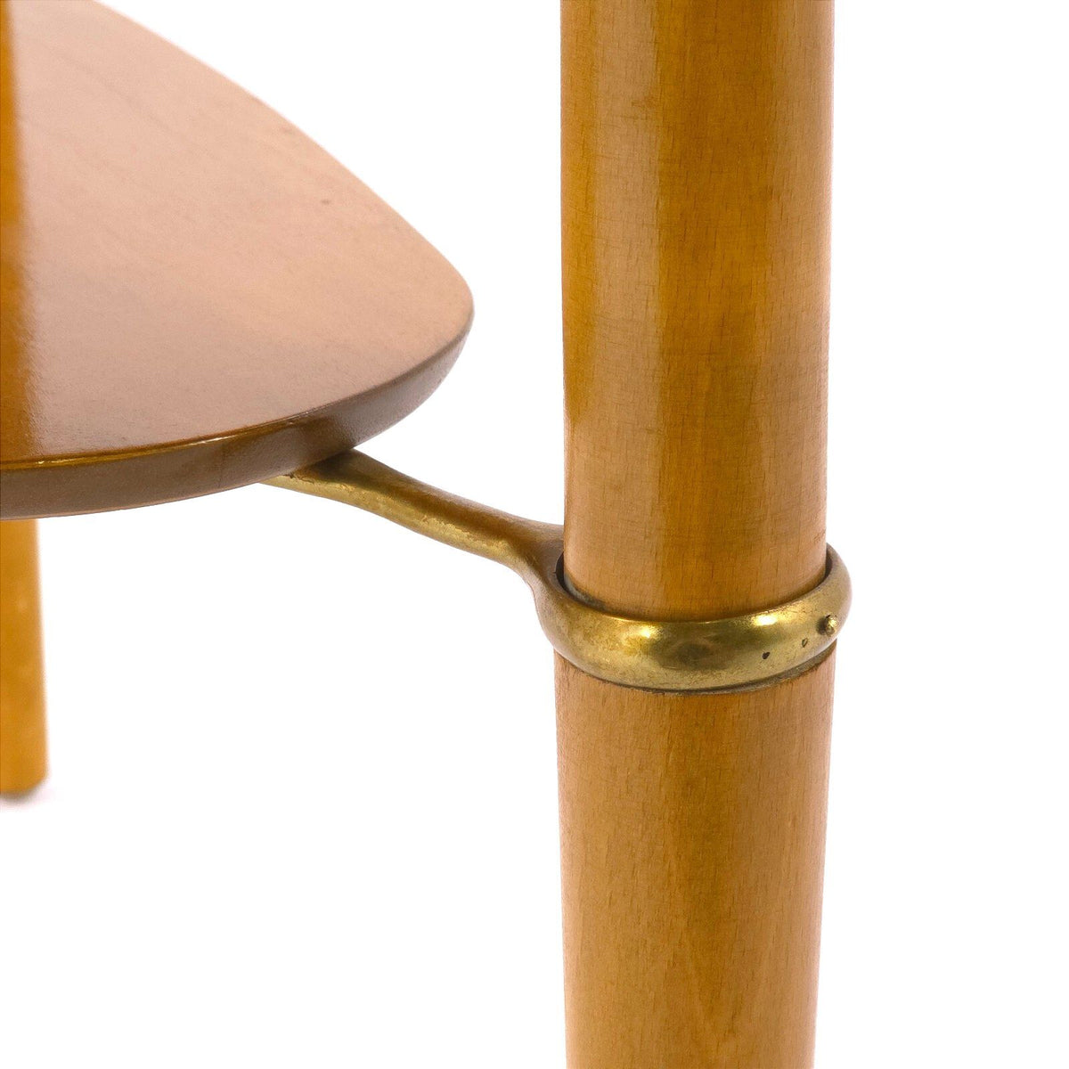 Vintage Kresten Buch Danish Modern Triangular Two Tier Side Table Brass