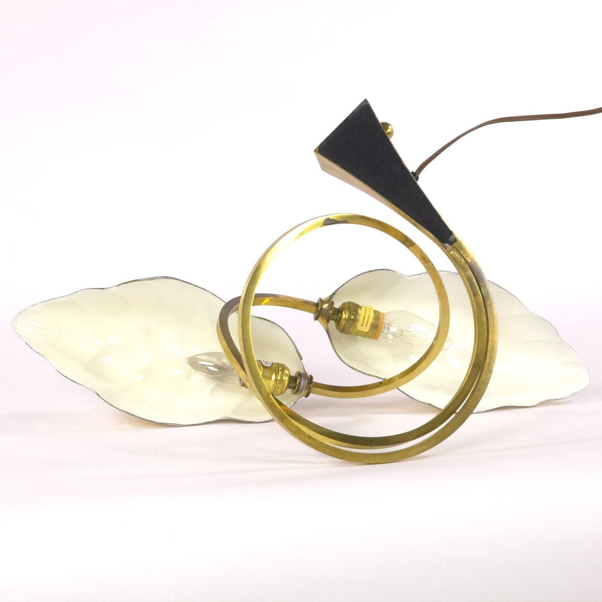 Vintage Chapman Brass Double Leaf Table Lamp 1979 Tommaso Barbi Style