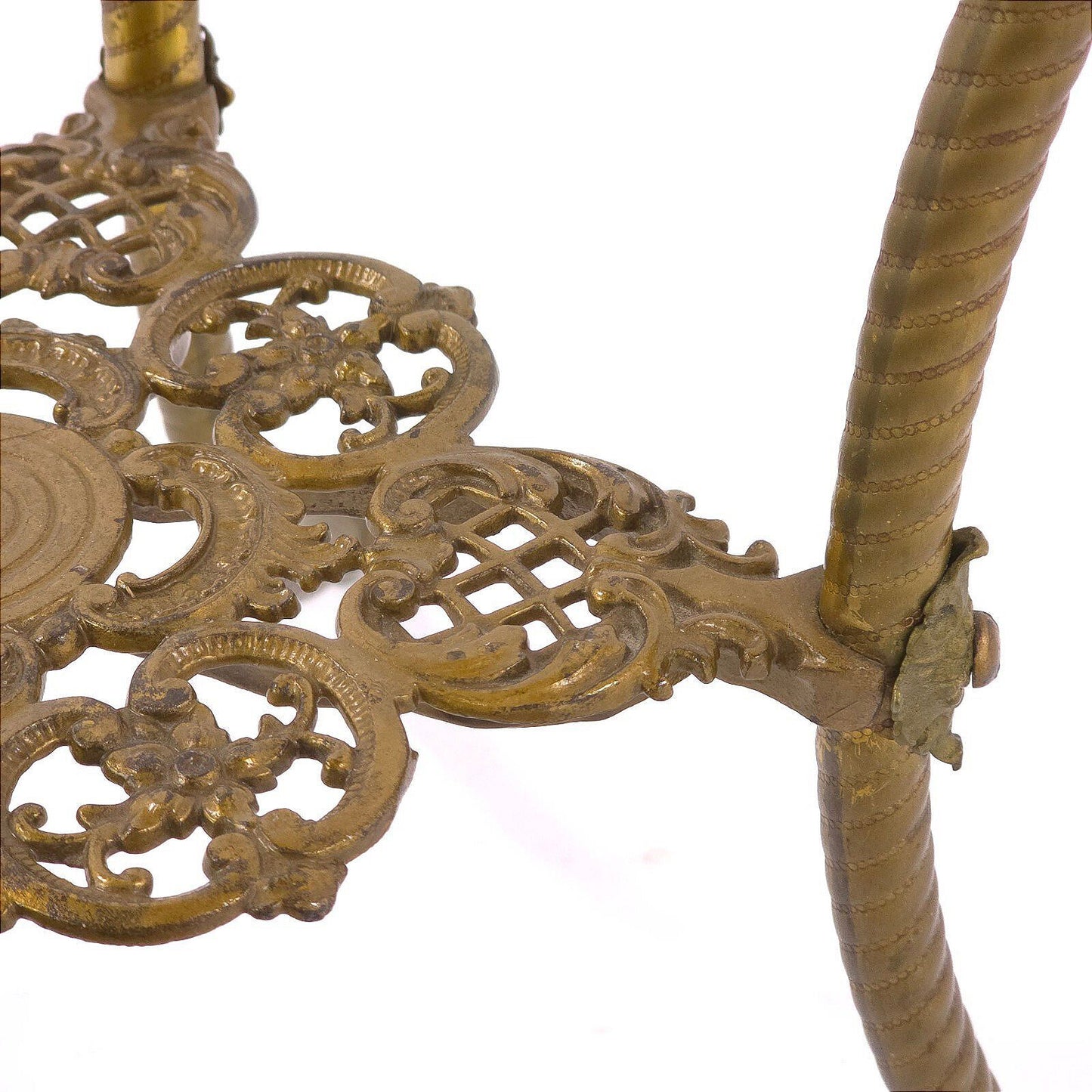 Antique Victorian Pierced Brass and Marble/Onyx Plant Stand