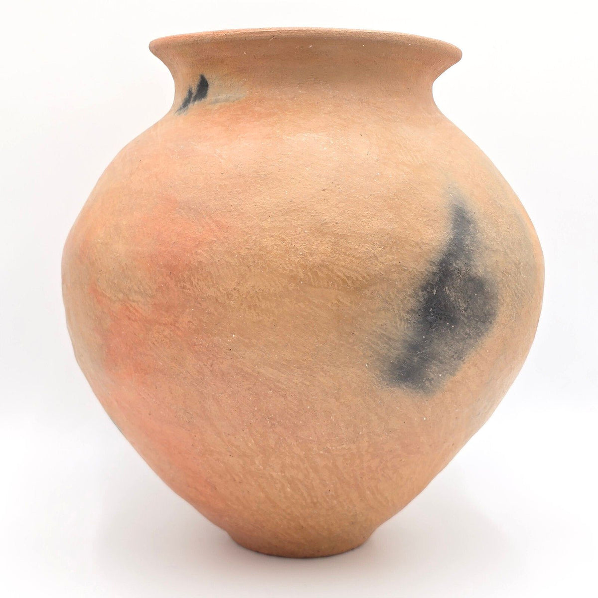 Large Terracotta Olla Pottery Vase Smoke Fired Style Rustic Clay Urn 13.75