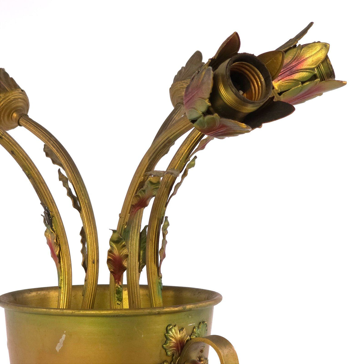 Vintage Florentine Tole 5-Light Floral Table Lamp Hollywood Regency