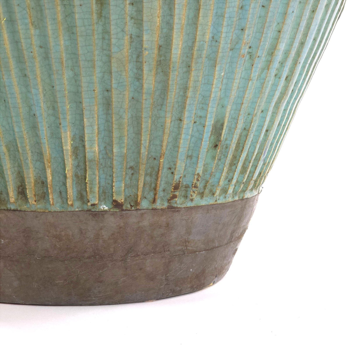 Pair Large Moroccan Turquoise Crackle Glaze Lidded Ceramic Urns 31in