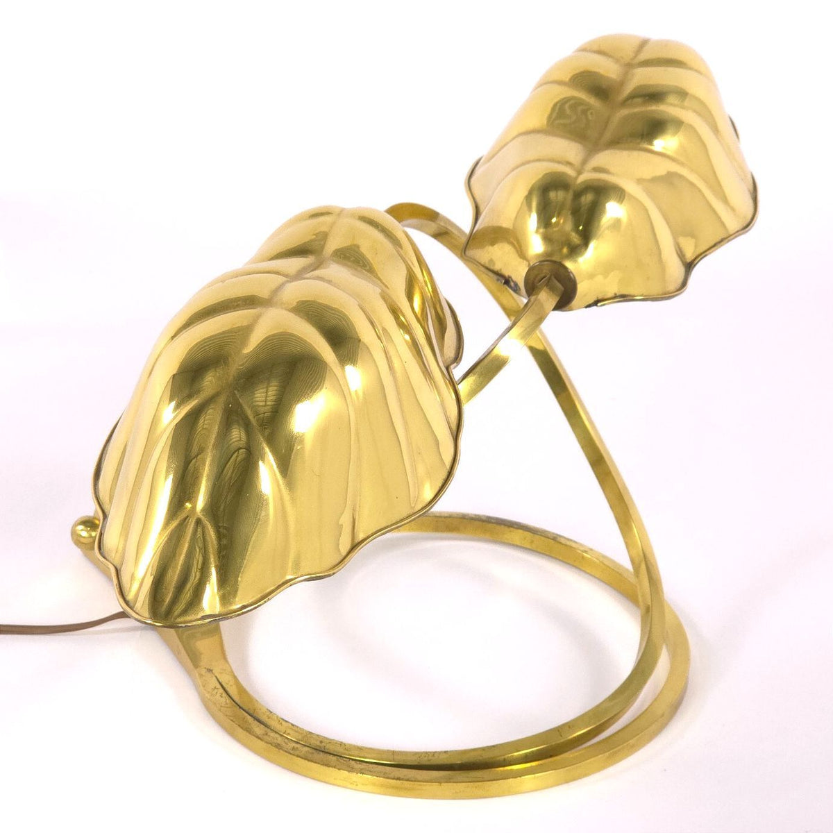 Vintage Chapman Brass Double Leaf Table Lamp 1979 Tommaso Barbi Style
