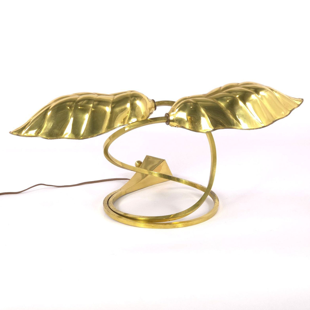 Vintage Chapman Brass Double Leaf Table Lamp 1979 Tommaso Barbi Style