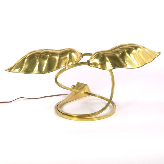 Vintage Chapman Brass Double Leaf Table Lamp 1979 Tommaso Barbi Style