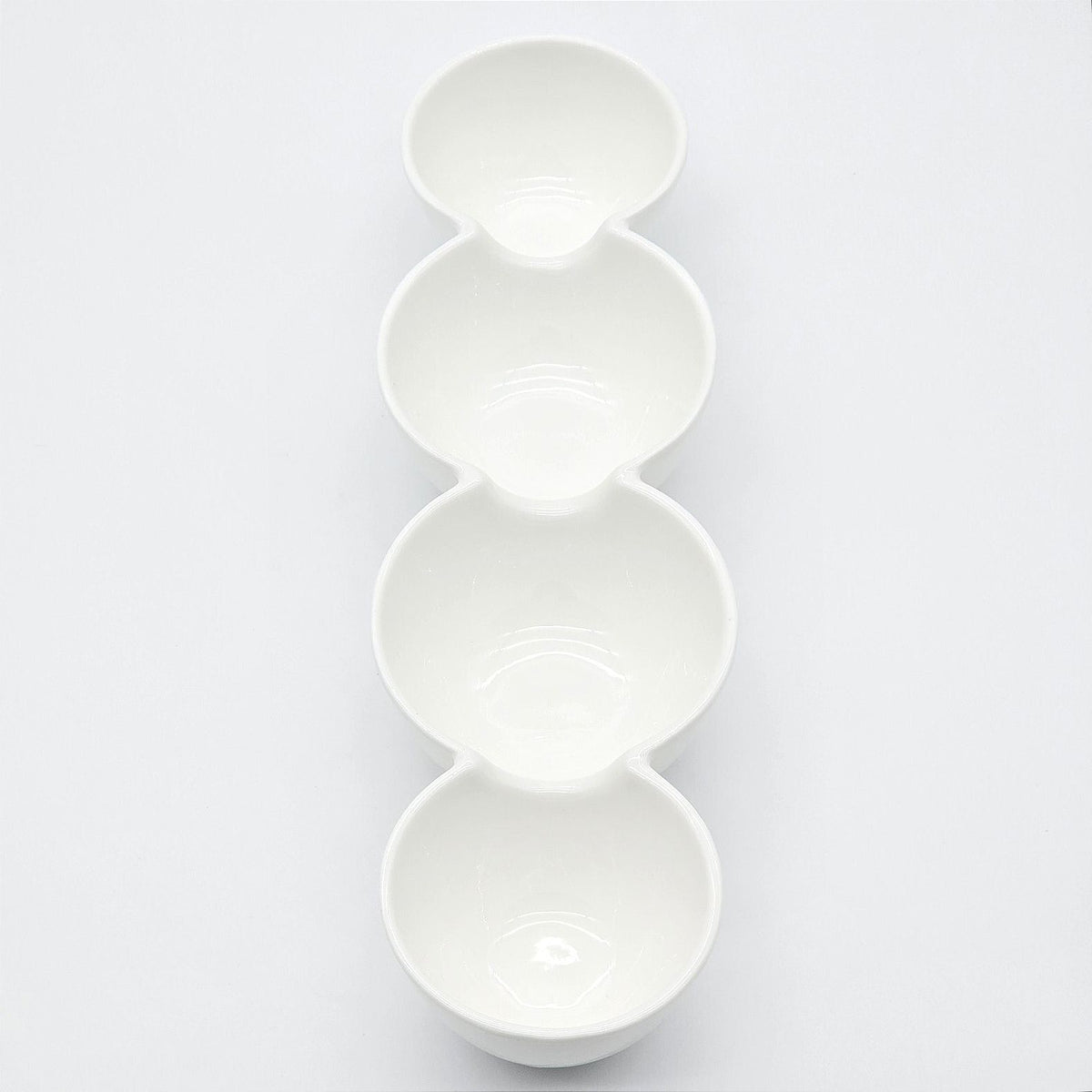 Crate & Barrel White Porcelain 4 Bowl Connected Condiment Serving Dish