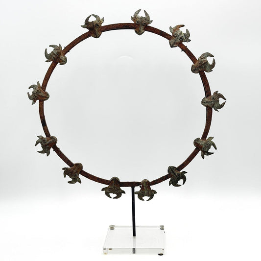 Bamun Bamum Prestige Collar 12 Buffalo Heads Cameroon African Metal Art
