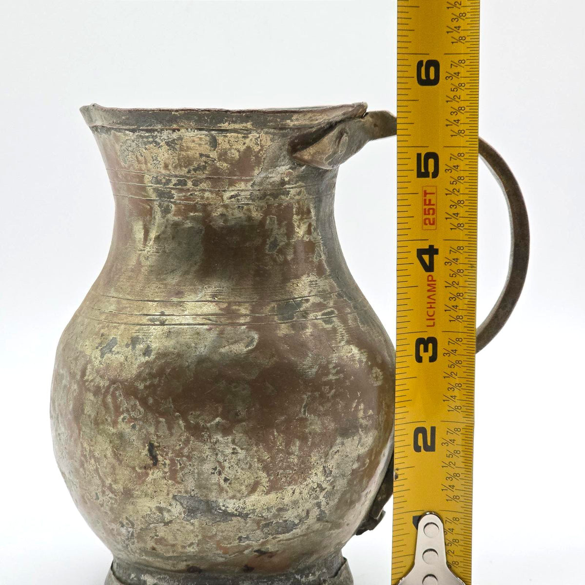 Antique Middle Eastern Tinned Copper Water Jug Pitcher, 19th Century Ewer