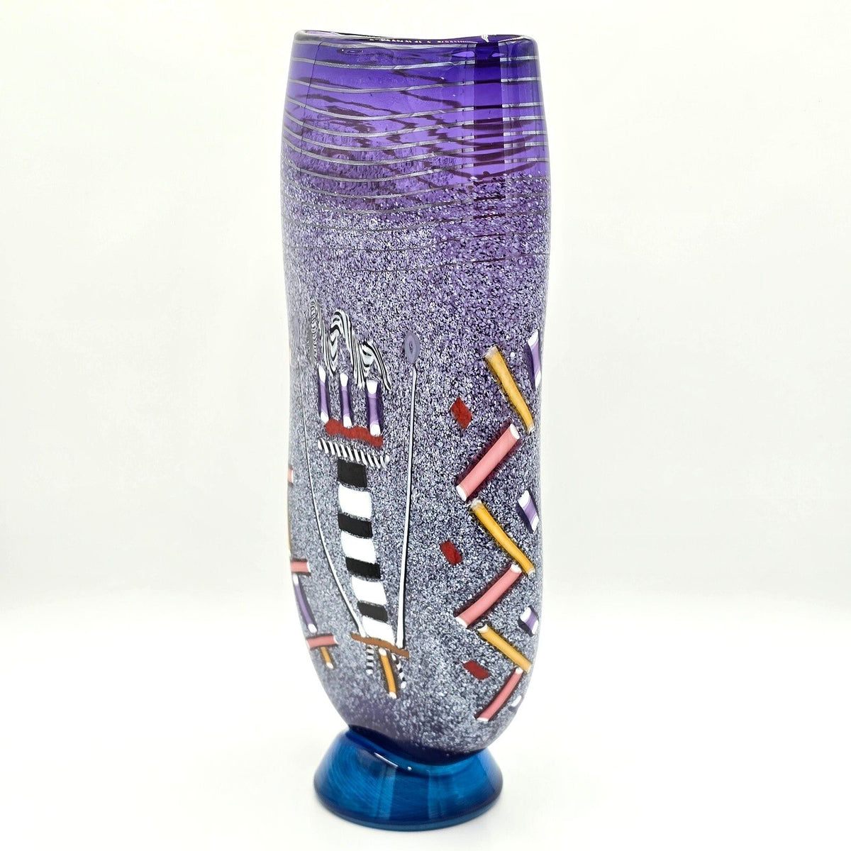 Pizzichillo Gordon Signed Purple Studio Art Glass Sculptural Vase 19in