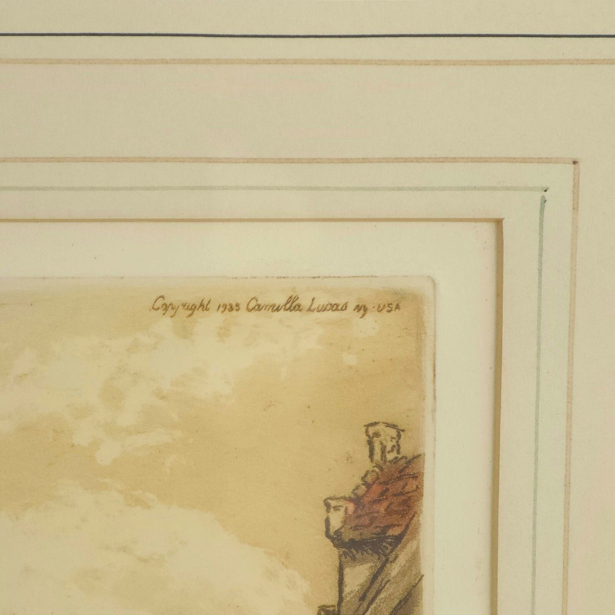Vintage French Etching "Laucien Relai" by Florence Paris Etching Society SZL