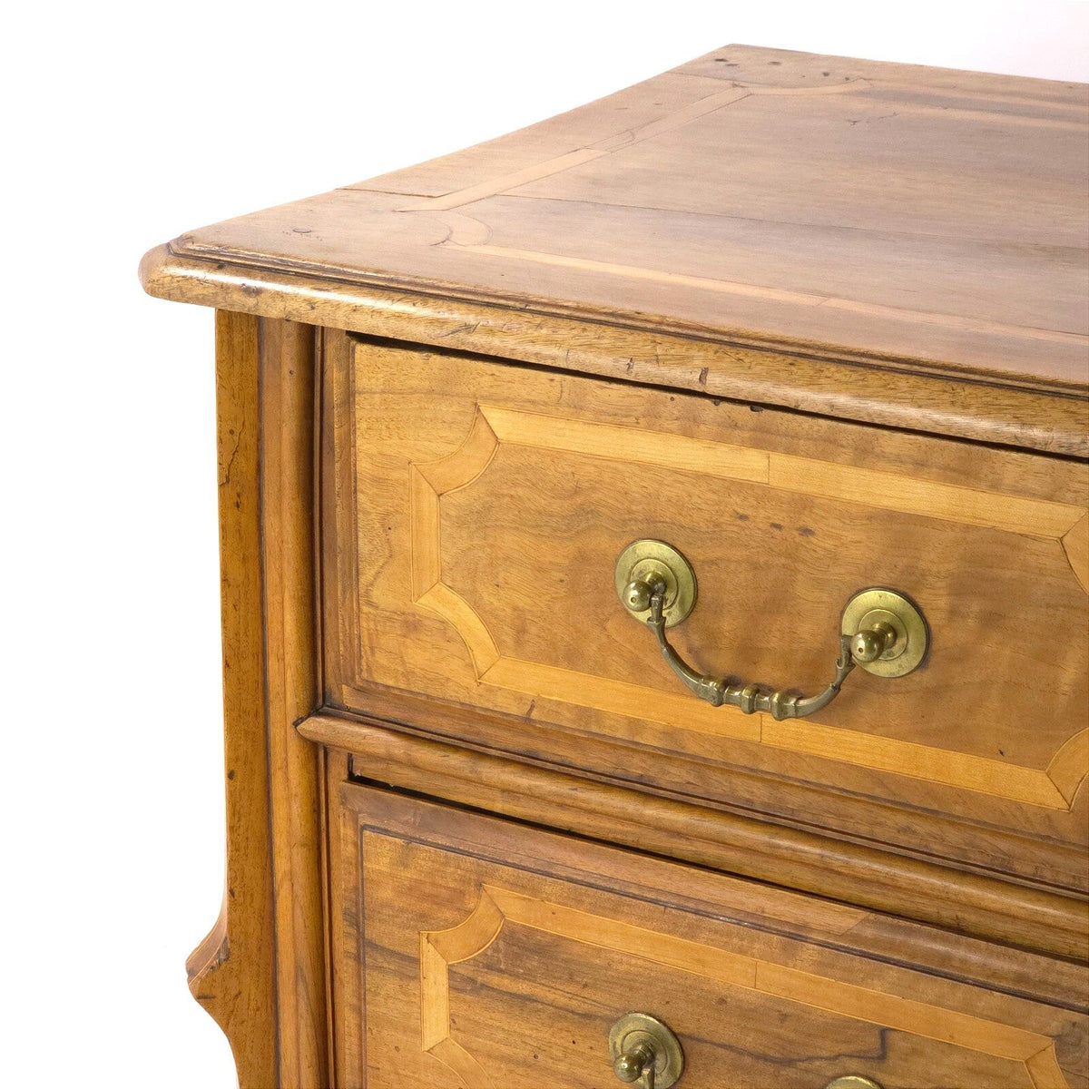 Antique French Provincial Walnut Commode Inlaid 3 Drawer Chest Late 18th C