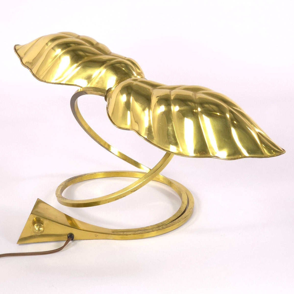 Vintage Chapman Brass Double Leaf Table Lamp 1979 Tommaso Barbi Style