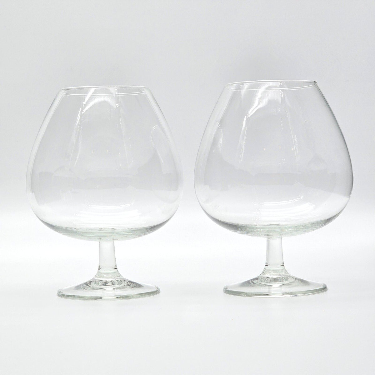 Vintage Oversized Clear Glass Brandy Cognac Snifters 6 Inch Pair Barware