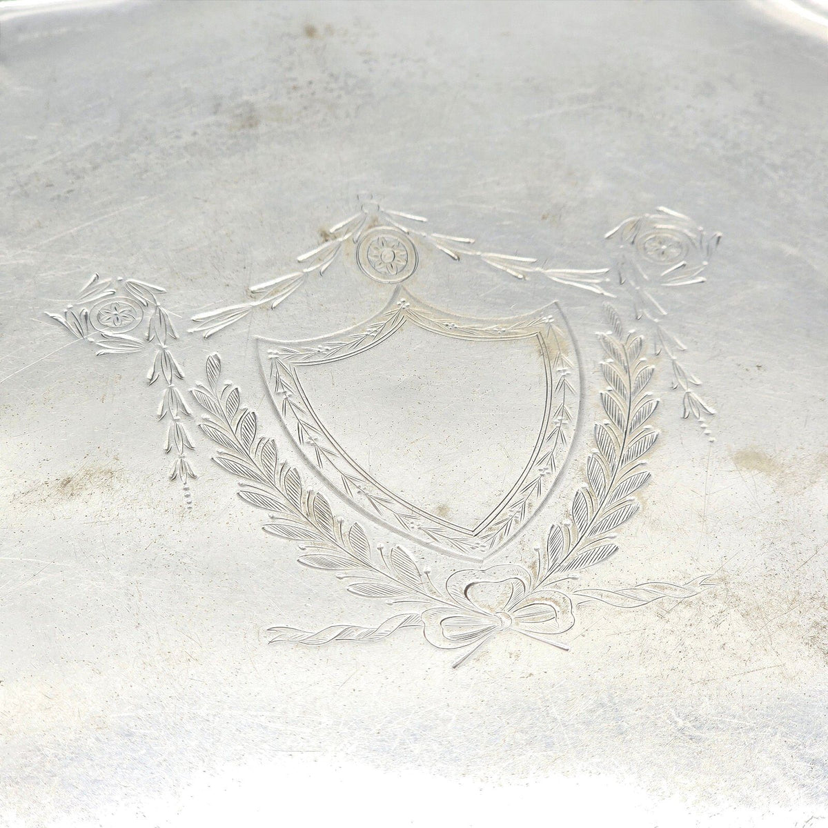 Antique E.G. Webster & Son EPNS Silverplate Salver Tray Engraved Crest 11"