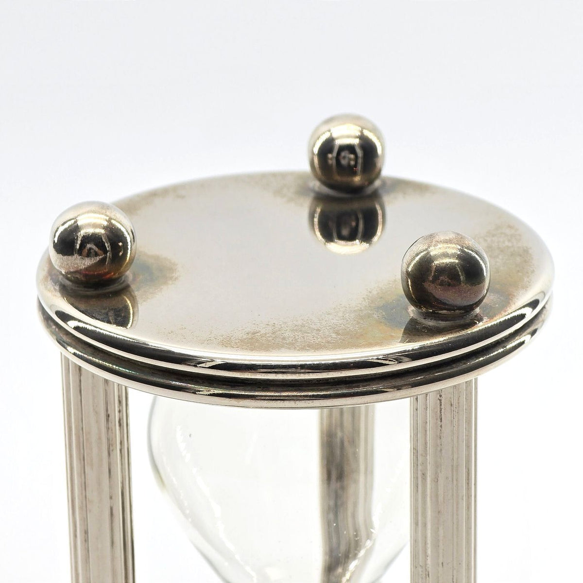 Vintage Silver Plated 5 Minute Hourglass Sand Timer Fluted Column Frame