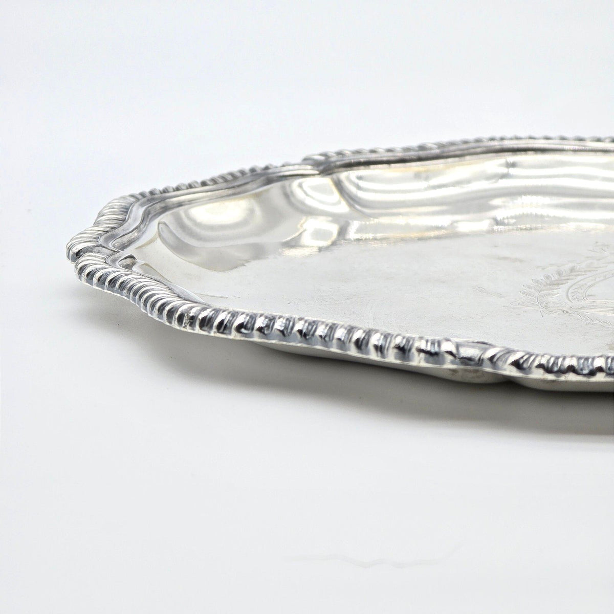 Antique E.G. Webster & Son EPNS Silverplate Salver Tray Engraved Crest 11"