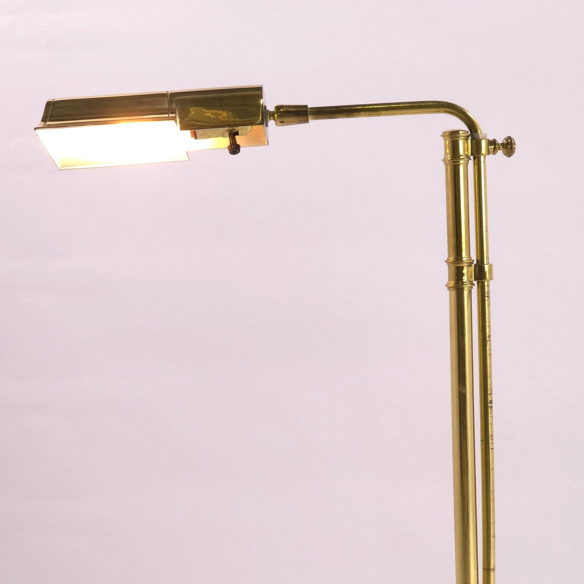 Adjustable Brass Pharmacy Floor Lamp Scalloped Shade Dimmable Reading Light