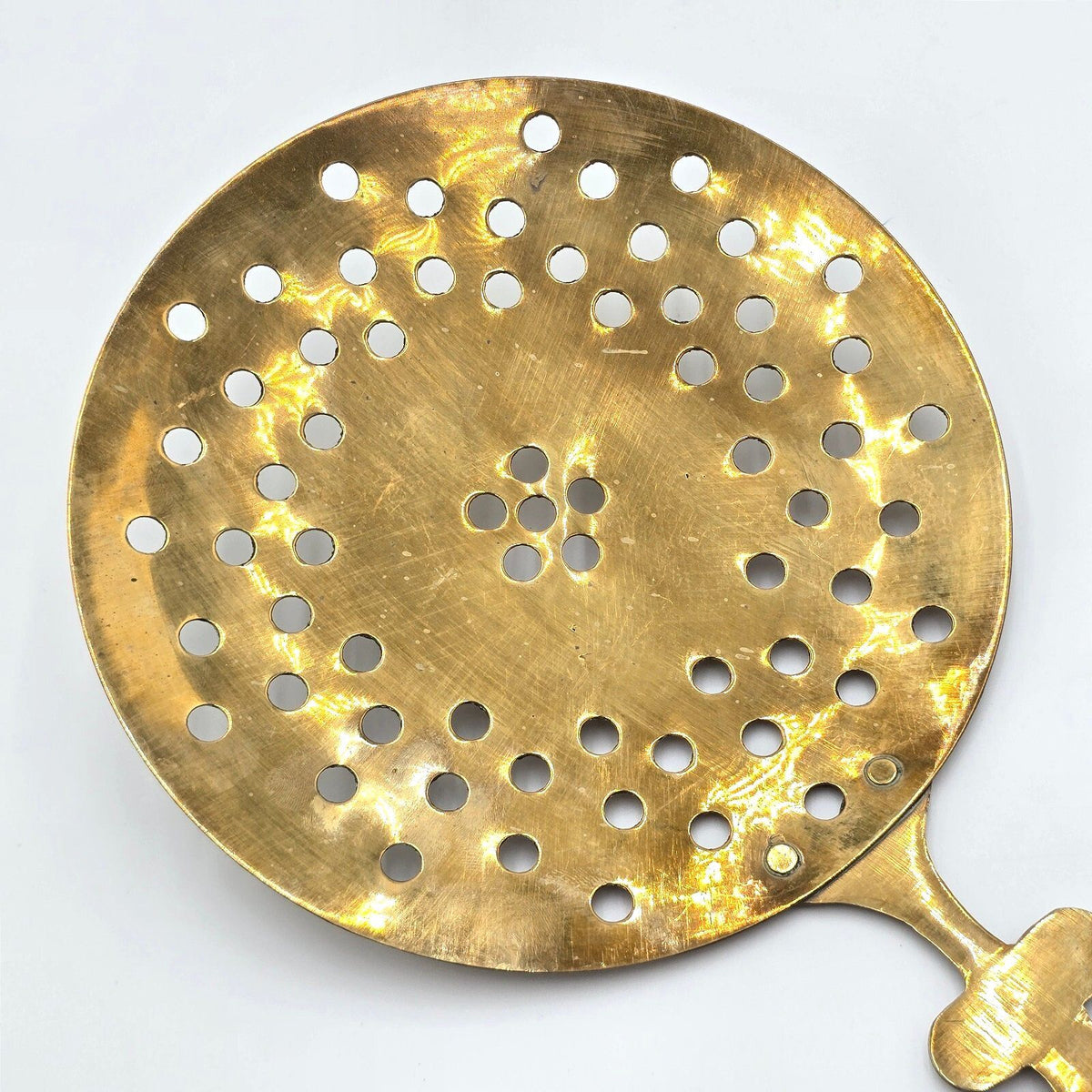 Vintage Solid Brass Skimmer Strainer 20.75" Pierced Decorative Handle