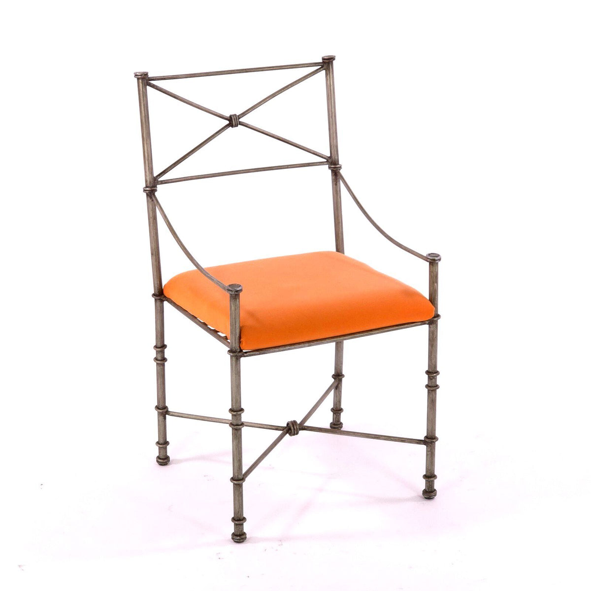 Vintage Giacometti Style Wrought Iron Armchair, Pier 1 Medici Pewter Chair