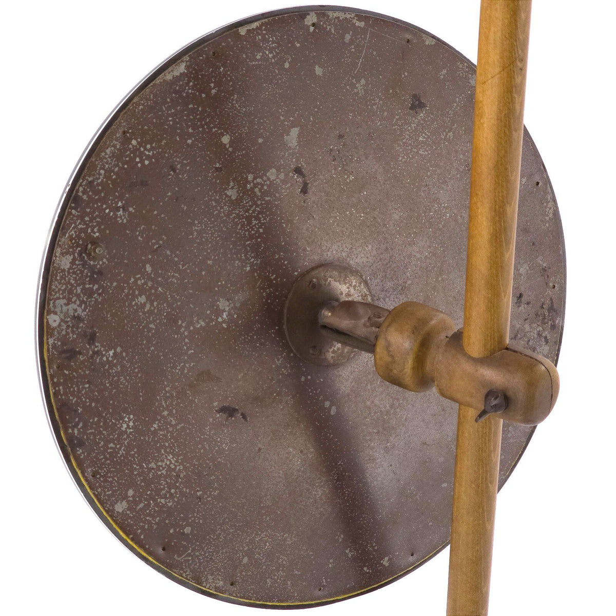 Vintage Adjustable Round Floor Mirror Wood Pedestal Metal Base Dressing Mirror