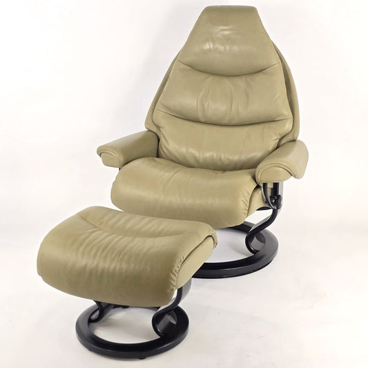 Ekornes Stressless Voyager Large Leather Recliner Chair & Ottoman Norway