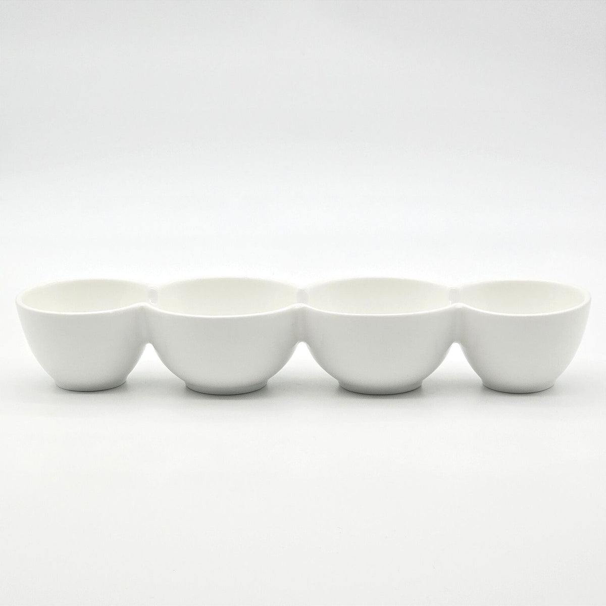 Crate & Barrel White Porcelain 4 Bowl Connected Condiment Serving Dish