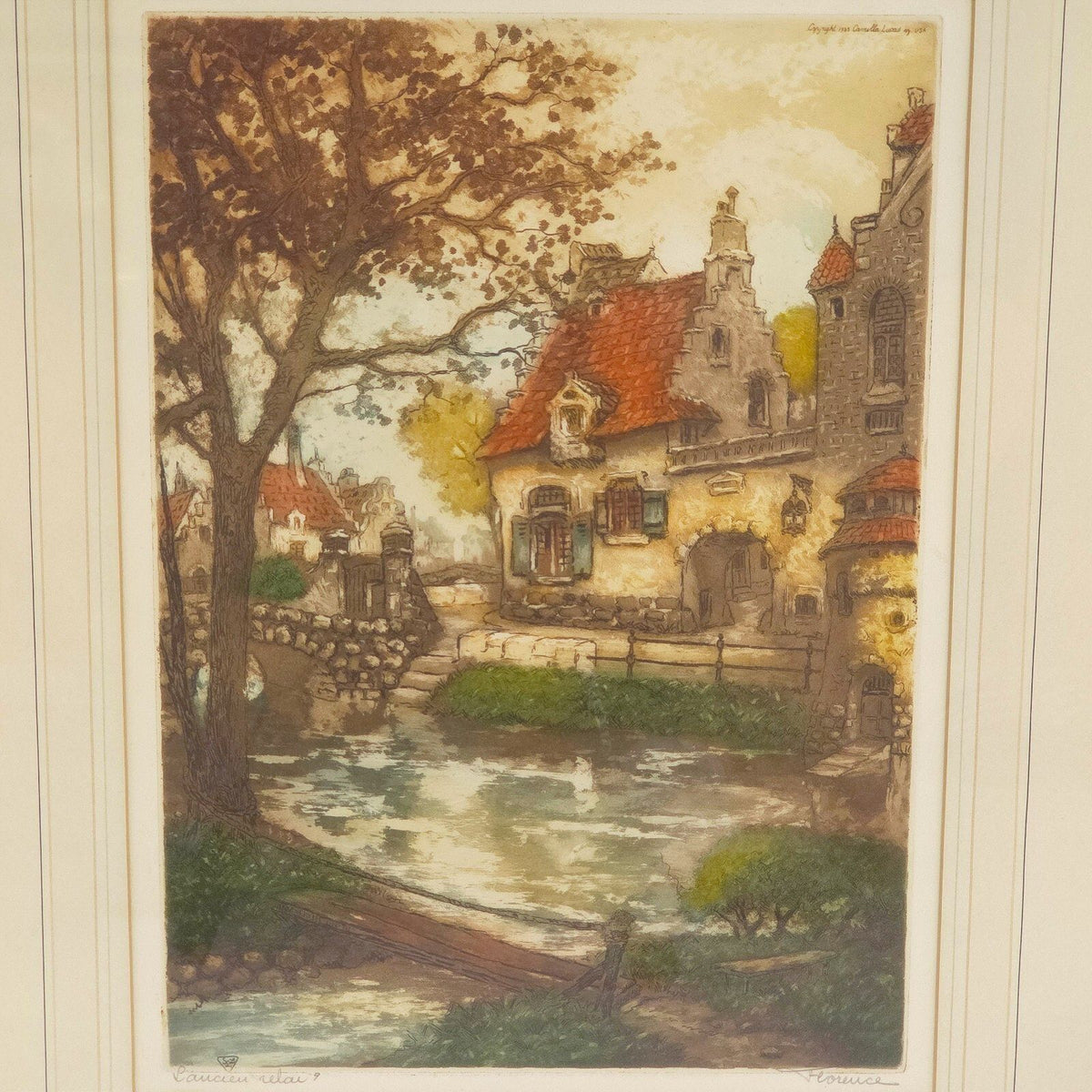 Vintage French Etching "Laucien Relai" by Florence Paris Etching Society SZL