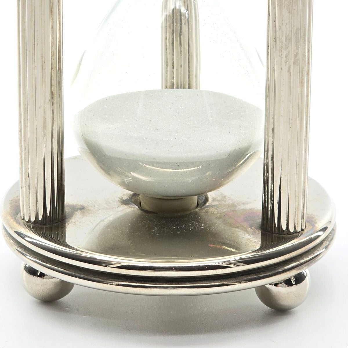 Vintage Silver Plated 5 Minute Hourglass Sand Timer Fluted Column Frame