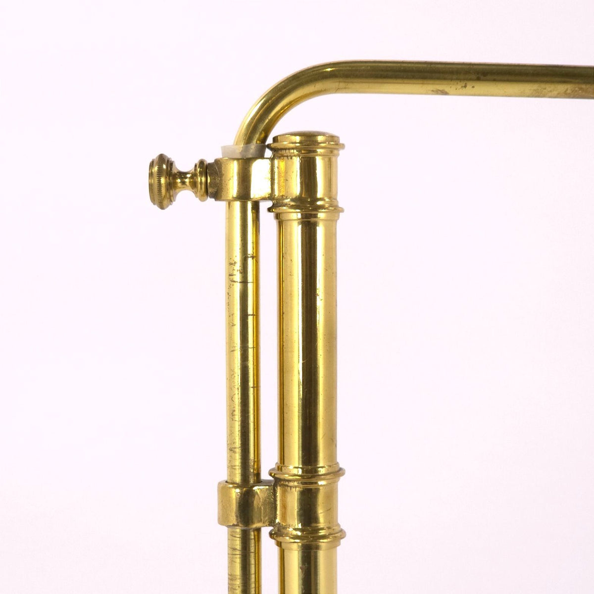Adjustable Brass Pharmacy Floor Lamp Scalloped Shade Dimmable Reading Light