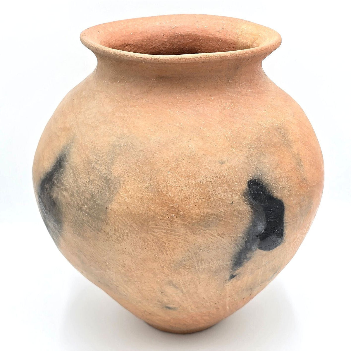 Large Terracotta Olla Pottery Vase Smoke Fired Style Rustic Clay Urn 13.75