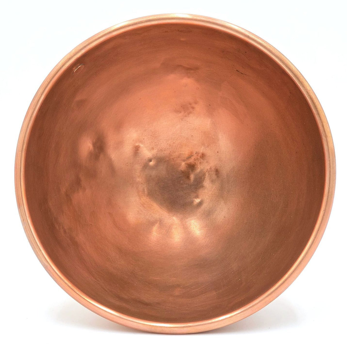 Vintage English Copper Mixing Beating Bowl Brass Ring Handle 8.75"