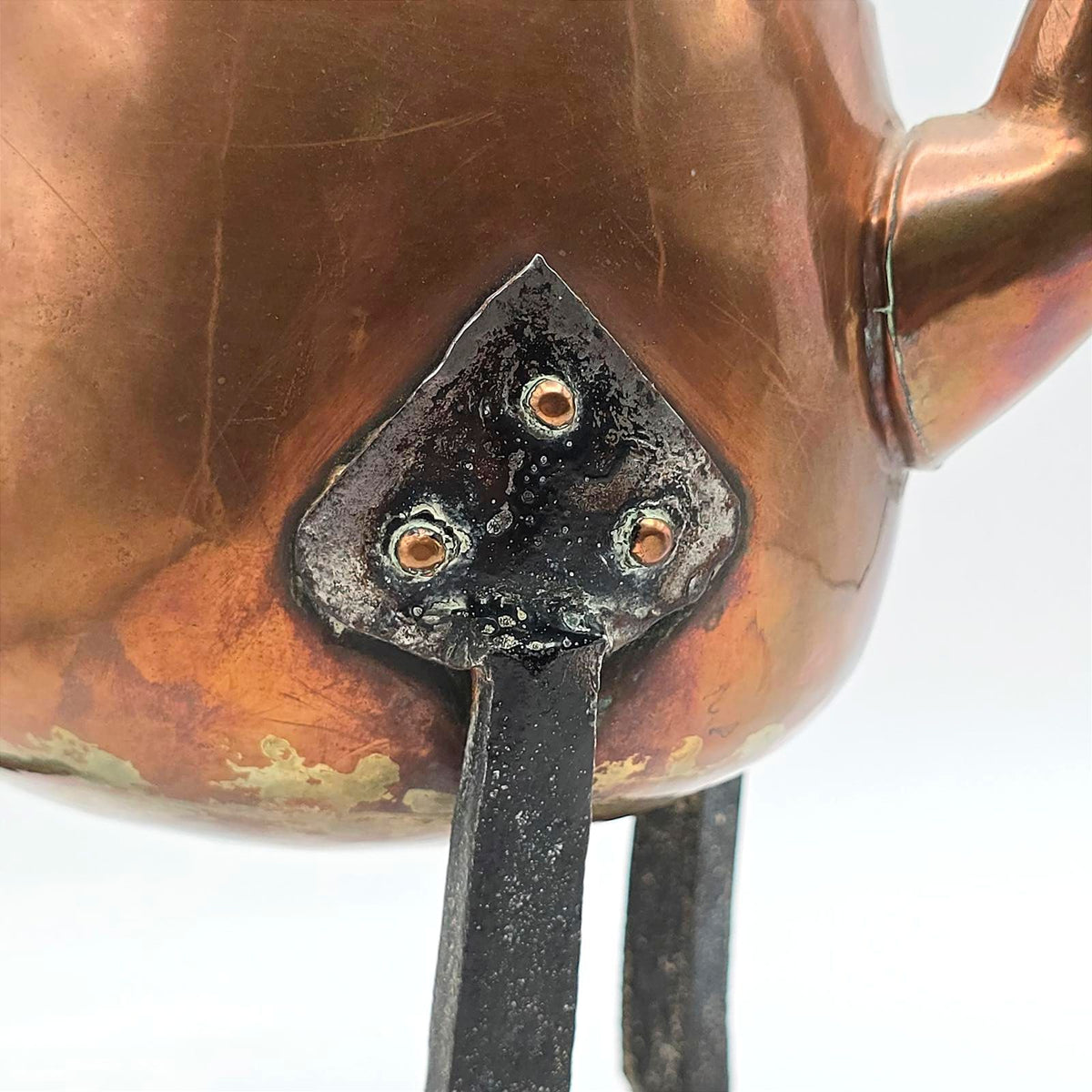 Antique Style Swedish Copper Tripod Coffee Pot Kettle Wrought Iron Legs