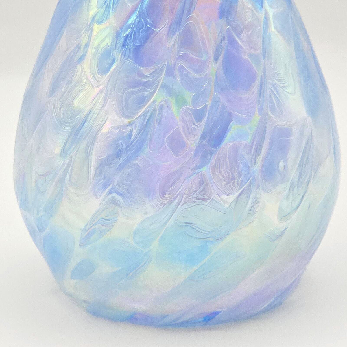 Roger Vines Iridescent Art Glass Oil Lamp Vase Teardrop Blue Purple