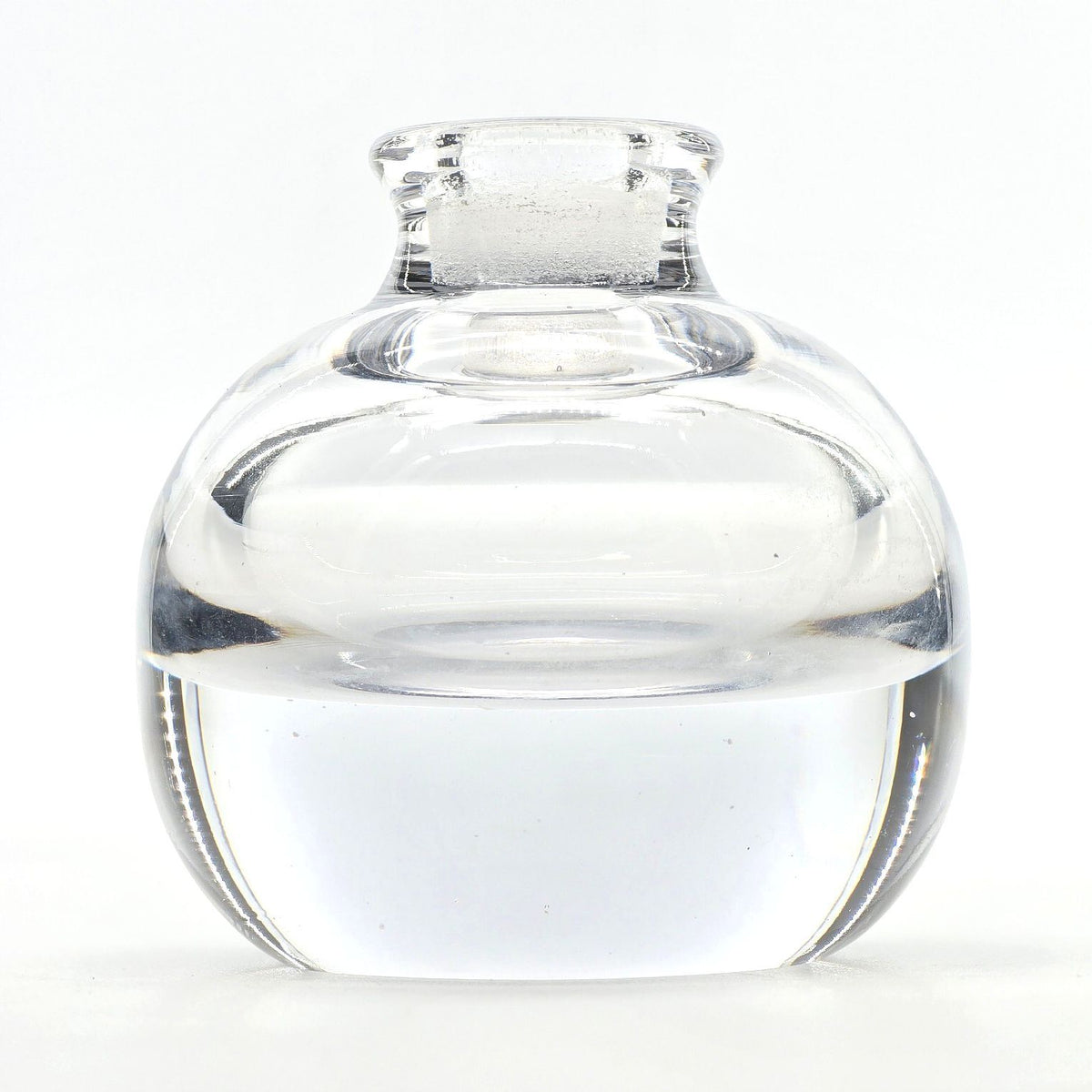 Vintage Clear Glass Perfume Bottle Long Flame Stopper Heavy Vanity Bottle