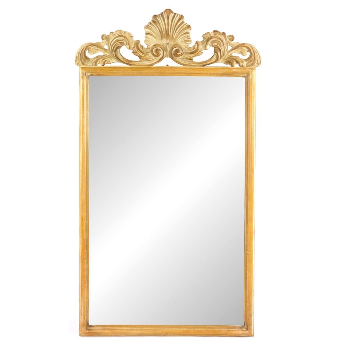 Vintage Ornate Gold Wood Wall Mirror French Provincial Shell Crest 39.5in