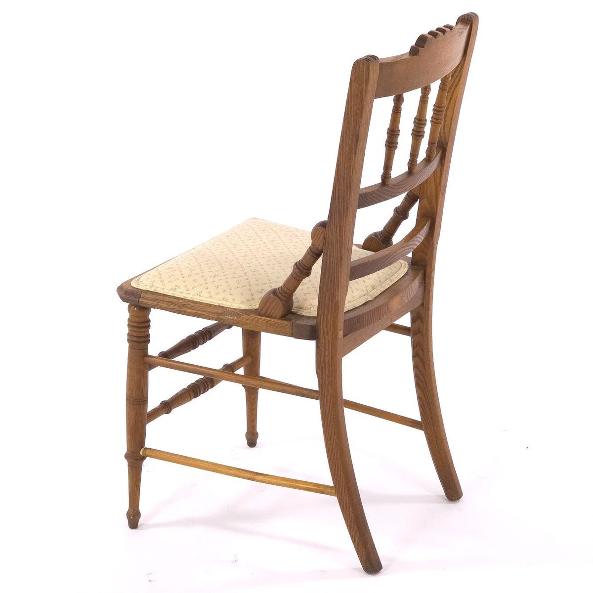 Antique Victorian Oak Pressed Back Side Chair c1900 Floral Upholstered Seat