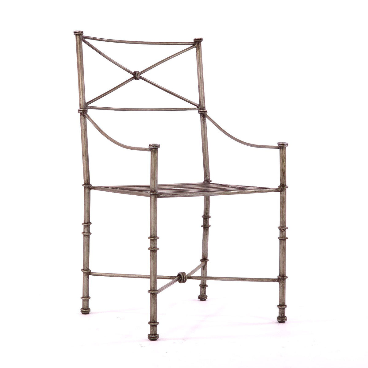 Vintage Giacometti Style Wrought Iron Armchair, Pier 1 Medici Pewter Chair