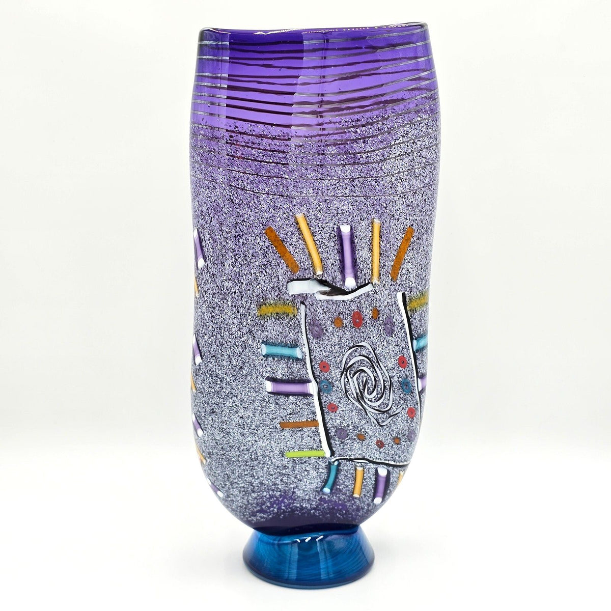 Pizzichillo Gordon Signed Purple Studio Art Glass Sculptural Vase 19in