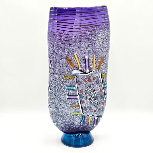 Pizzichillo Gordon Signed Purple Studio Art Glass Sculptural Vase 19in