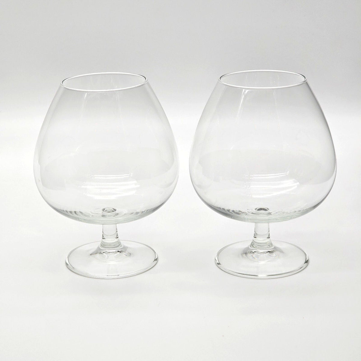 Vintage Oversized Clear Glass Brandy Cognac Snifters 6 Inch Pair Barware