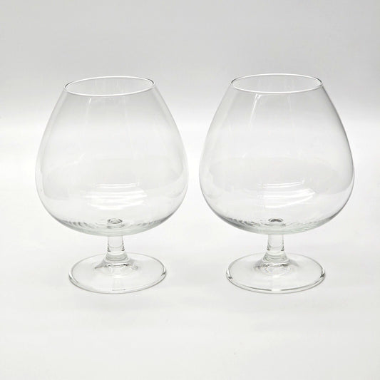 Vintage Oversized Clear Glass Brandy Cognac Snifters 6 Inch Pair Barware