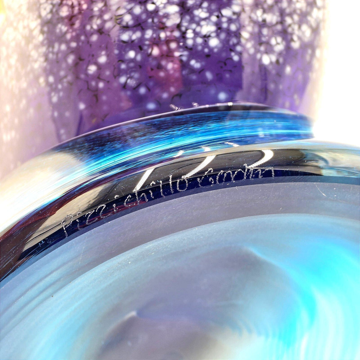 Pizzichillo Gordon Signed Purple Studio Art Glass Sculptural Vase 19in