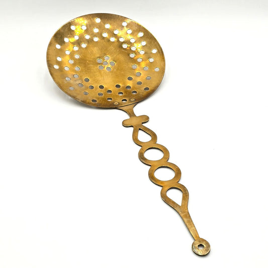 Vintage Solid Brass Skimmer Strainer 20.75" Pierced Decorative Handle