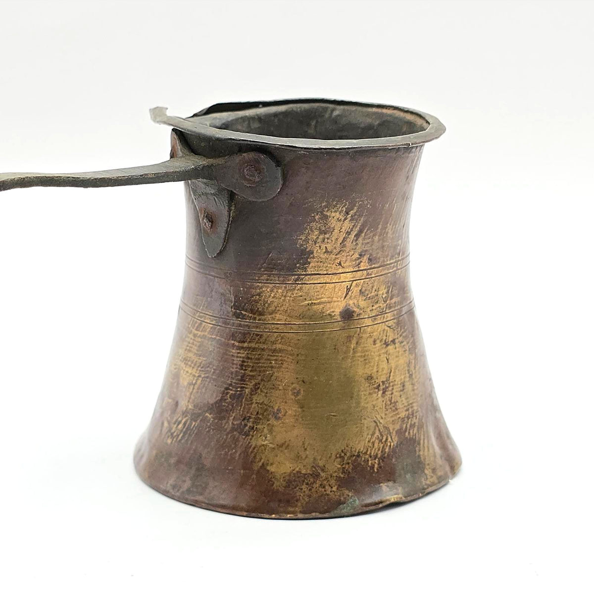 Antique Turkish Copper Cezve Ibrik Coffee Pot Long Iron Handle