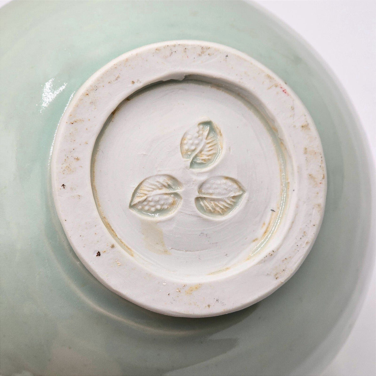 Celadon Green Studio Pottery Bottle Vase 10.5 Inch Raised Dot Decoration