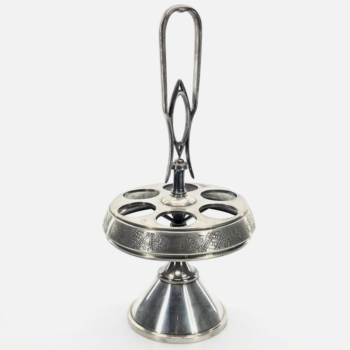 Antique Middletown Plate Co Quadruple Silverplate Revolving Cruet Stand