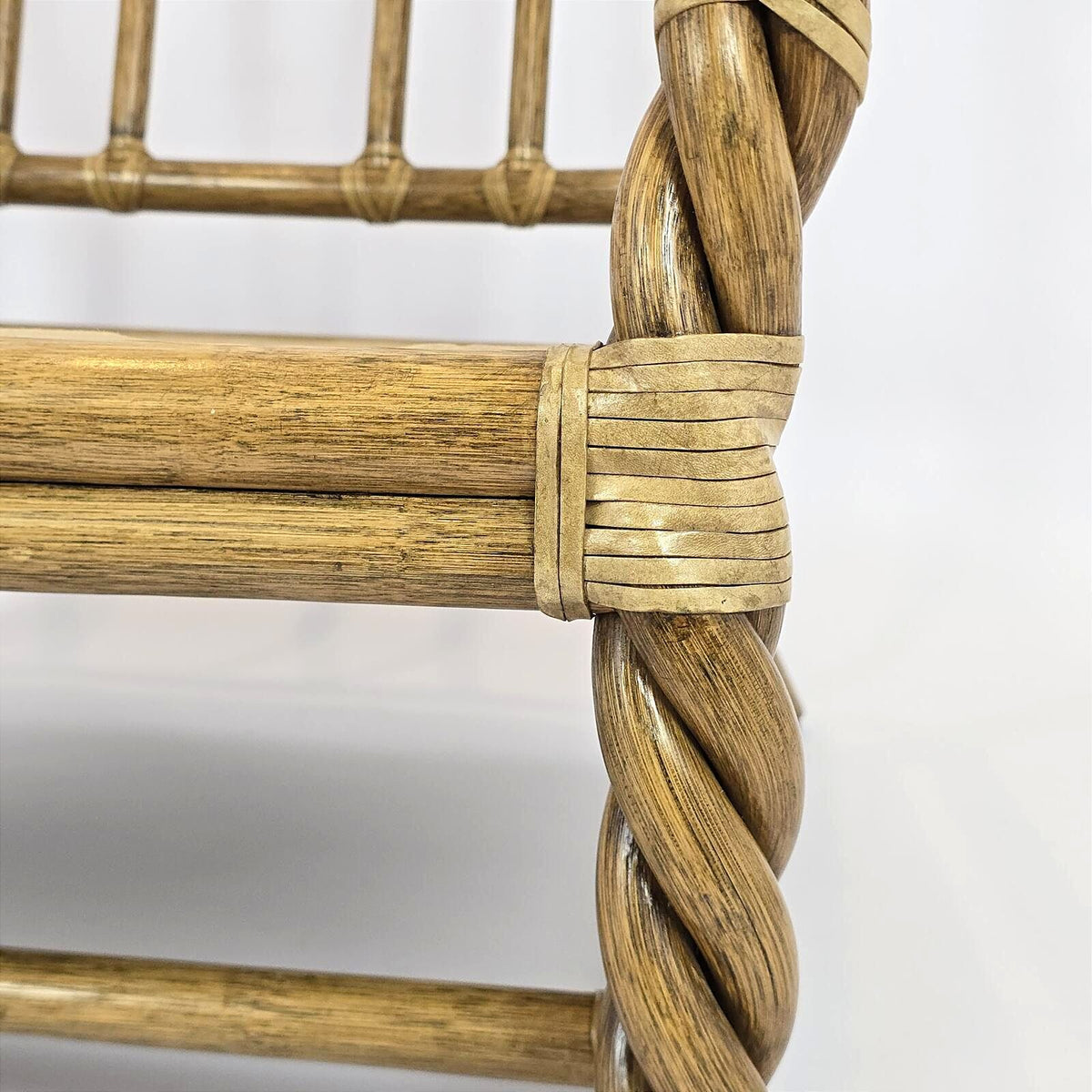 Vintage McGuire Twisted Rattan Lounge Chair Rawhide Organic Modern