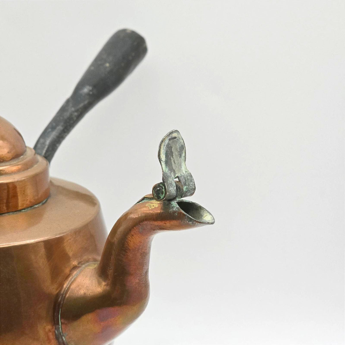 Antique Style Swedish Copper Tripod Coffee Pot Kettle Wrought Iron Legs